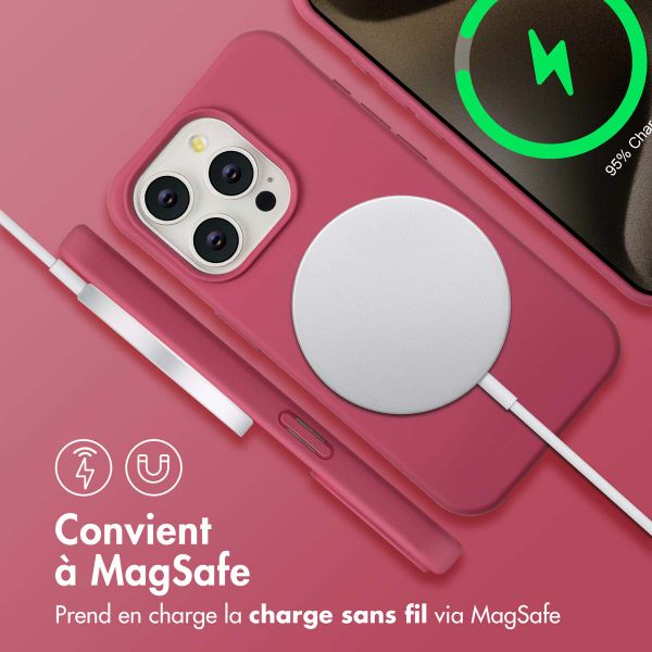 imoshion Coque arrière Color avec cordon amovible et MagSafe Apple iPhone 15 Pro - Raspberry