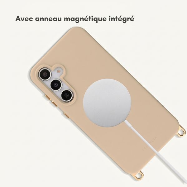 Selencia Coque arrière Rivièra avec MagSafe avec crochets amovibles Samsung Galaxy A55 (5G) / A35 - Milky Latte
