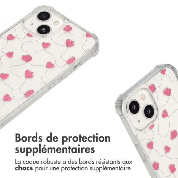 imoshion Coque Design avec cordon Apple iPhone 14 - Dusty Rose Connected Hearts