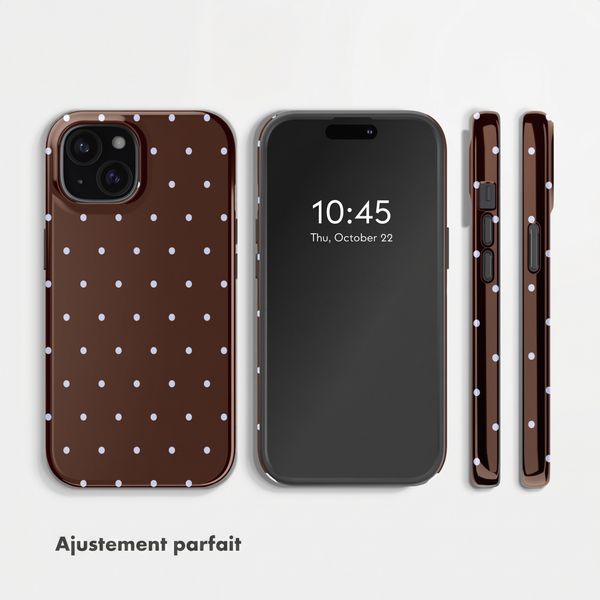 Selencia Coque arrière Vivid avec MagSafe Apple iPhone 15 - Happy Dots Chocolate