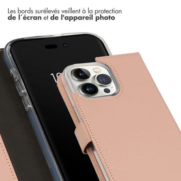 Selencia Étui portefeuille en cuir véritable Apple iPhone 14 Pro Max - Dusty Pink