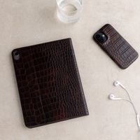 Selencia Coque Croco Samsung Galaxy Tab A11 Plus / A9 Plus - Choco Brown