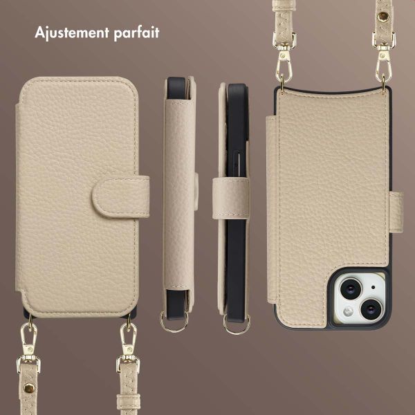 Selencia Étui Riva avec MagSafe et cordon de téléphone Apple iPhone 15 - Beige