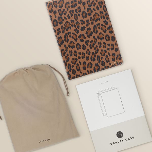 Selencia Coque tablette Sabi avec imprimé léopard Samsung Galaxy Tab A11 Plus - Mocha Brown
