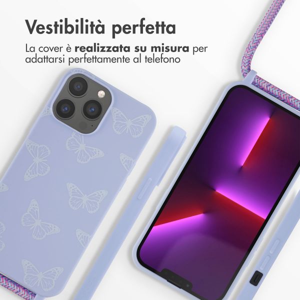 imoshion Coque design en silicone avec cordon Apple iPhone 13 Pro Max - Butterfly