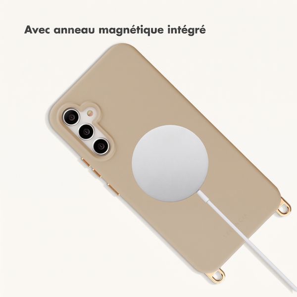 Selencia Coque arrière Rivièra avec MagSafe avec crochets amovibles Samsung Galaxy A34 (5G) - Milky Latte