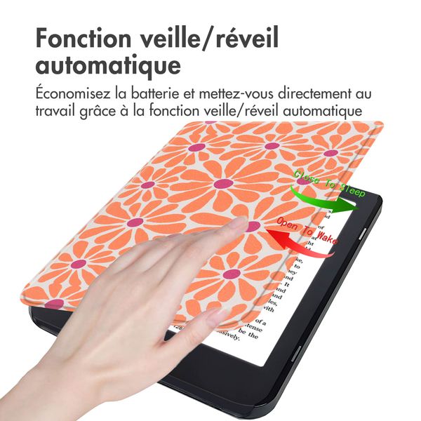 imoshion Design Slim Hard Case Sleepcover Kobo Nia - Orange Flowers Connect