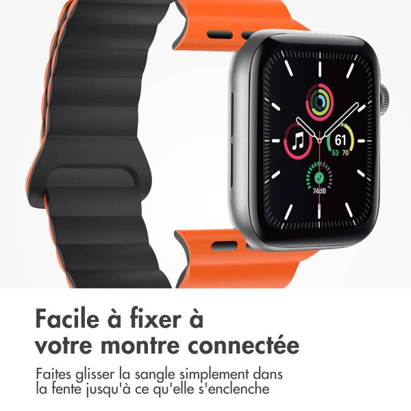 imoshion Bracelet en silicone magnétique Apple Watch | 44/45/46/49 mm - Orange & Noir