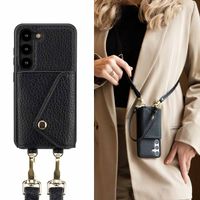 Selencia Coque de télephone Sera avec cordon et porte-cartes enveloppe Samsung Galaxy S23 - Noir