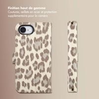 Selencia Étui de télephone portefeuille imprimé léopard Sabi Apple iPhone 17e / 16e - Soft Ivory
