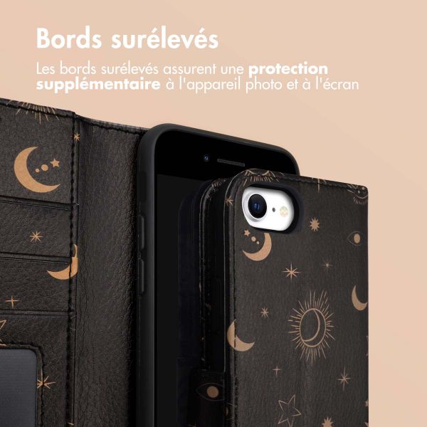 imoshion Étui de télephone portefeuille Design Apple iPhone SE (2022 / 2020) / 8 / 7 / 6(s) - Sky Black