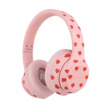 imoshion Casque sans fil pour enfants LED Light - Limiteur de décibels - Avec câble AUX - Cœurs
