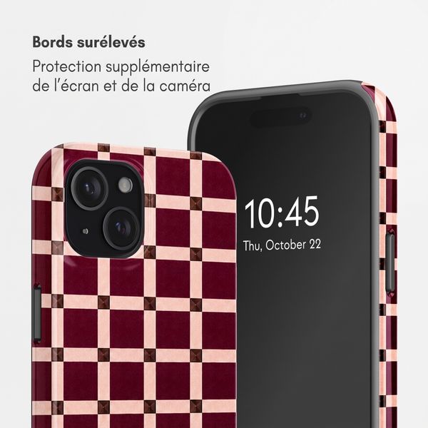 Selencia Coque arrière Vivid avec MagSafe Apple iPhone 15 - Check This Burgundy