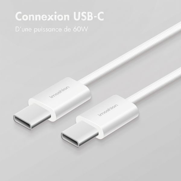 imoshion Câble USB-C vers USB-C Tressé 60 W - 0,5 mètre - Blanc