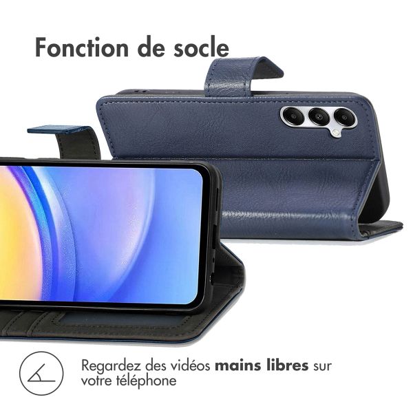 imoshion Étui de télephone portefeuille de luxe Samsung Galaxy A15 (5G/4G) - Bleu foncé
