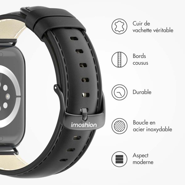 imoshion Bracelet Classic en cuir Apple Watch | 44/45/46/49 mm - Noir
