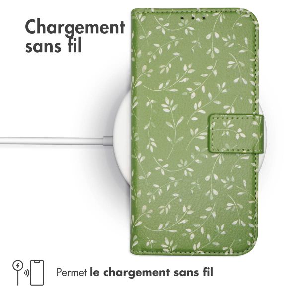 imoshion Étui de télephone portefeuille Design Samsung Galaxy A55 - Green Flowers