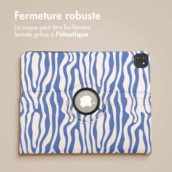imoshion Coque tablette Design rotatif à 360° Apple iPad Air 13 pouces (2026) M4 / (2025) M3 / (2024) M2 - White Blue Stripes