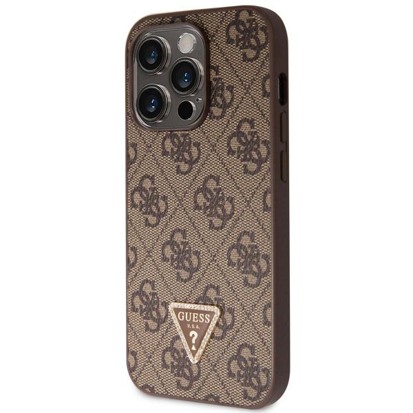 Guess Coque 4G Logo Triangle Strass Apple iPhone 15 Pro - Marron