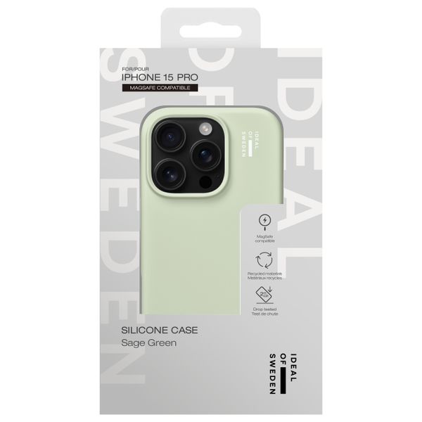 iDeal of Sweden Coque en silicone avec MagSafe Apple iPhone 15 Pro - Sage Green