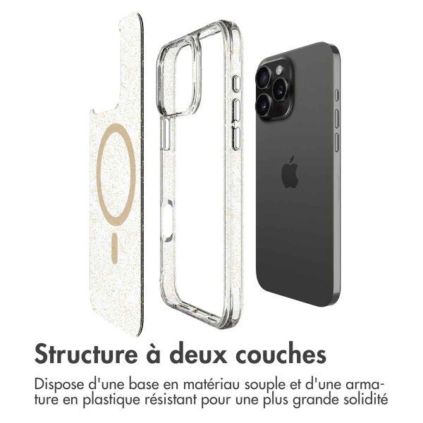 imoshion Coque arrière transparente Pailletée avec MagSafe Apple iPhone 16 Pro Max - Doré