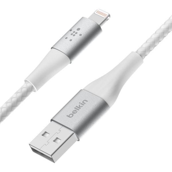 Belkin Câble Lightning vers USB-A tressé BoostCharge Pro - 2 mètres - Blanc