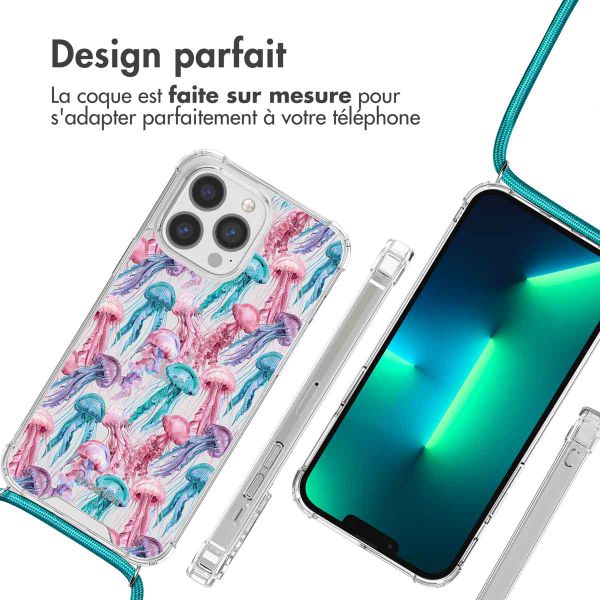 imoshion Coque Design avec cordon Apple iPhone 13 Pro - Jellyfish Watercolor