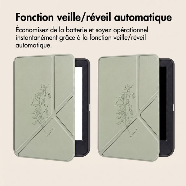 imoshion Étui de liseuse portefeuille design Pliable Kobo Clara Colour / BW - Floral Green