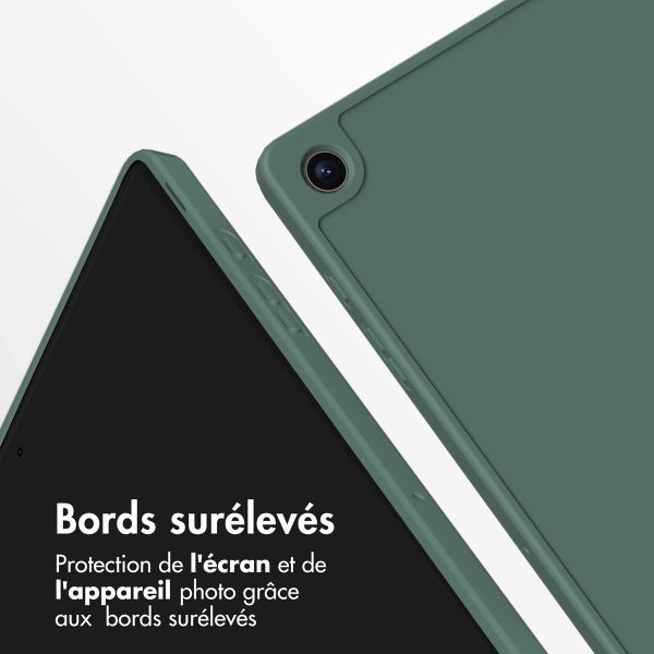Accezz Coque tablette portefeuille Smart Silicone Samsung Galaxy Tab A9 8.7 pouces - Vert foncé
