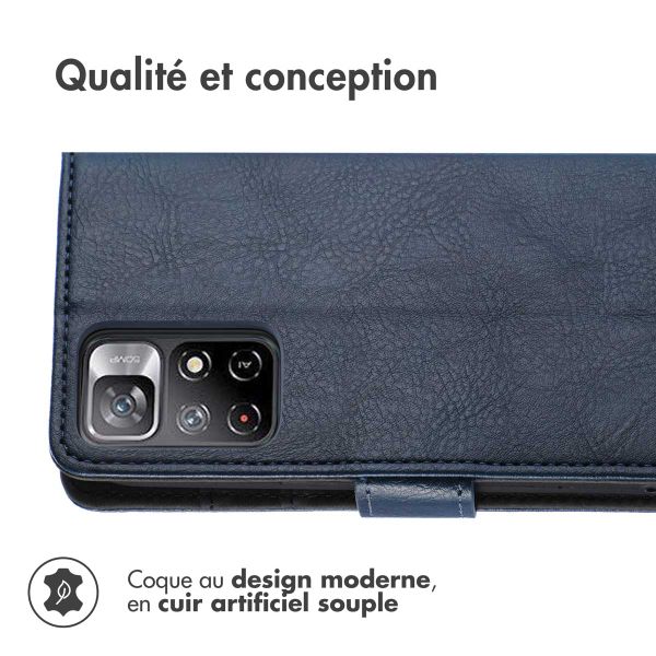 imoshion Étui de télephone portefeuille de luxe Xiaomi Redmi Note 11 (4G) / Note 11S (4G) - Bleu foncé