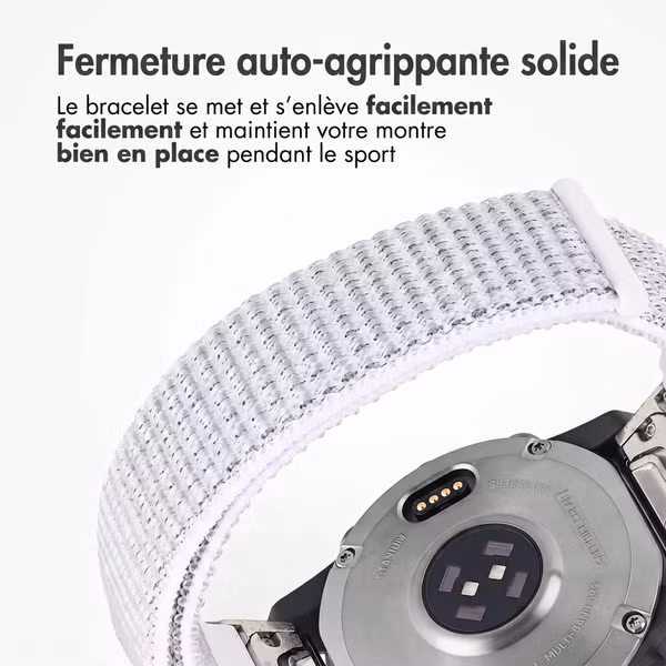 imoshion Bracelet QuickFit® en nylon  - Connexion Garmin 22 mm - Taille L/XL - Blanc