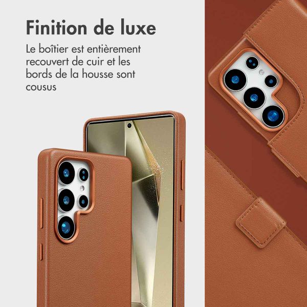 Accezz Étui de télephone portefeuille en cuir 2-en-1 avec MagSafe Samsung Galaxy S25 Ultra - Sienna Brown