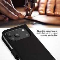 Selencia Étui portefeuille en cuir véritable Apple iPhone 18 Pro / 17 Pro - Noir