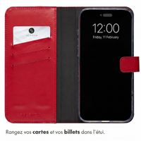 Selencia Étui portefeuille en cuir véritable Apple iPhone 18 Pro Max / 17 Pro Max - Rouge