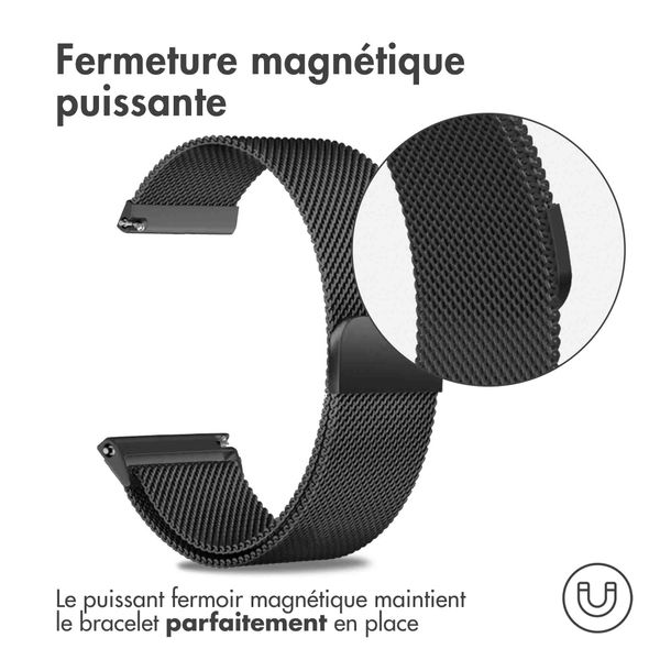 imoshion Bracelet magnétique milanais  - Connexion universelle 24 mm - Noir