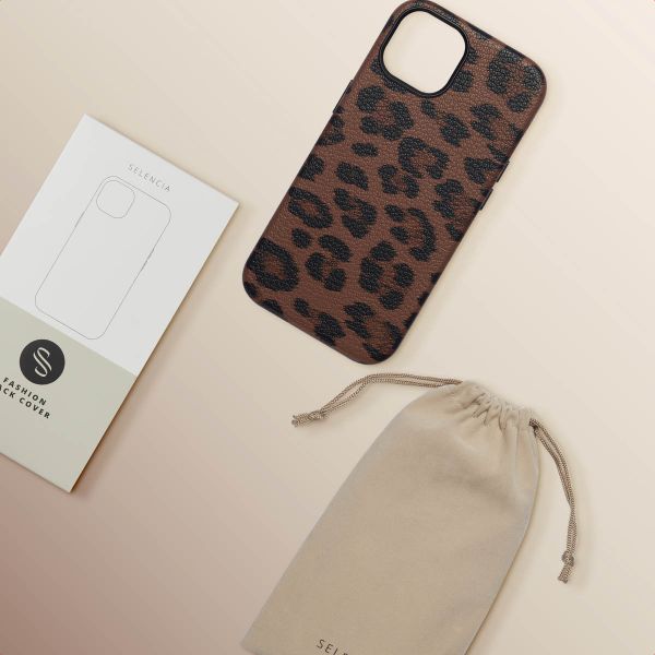 Selencia Coque Sabi imprimé panthère avec MagSafe Apple iPhone 14 - Mocha Brown