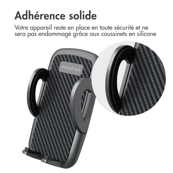 imoshion Support de téléphone 3-in-1 pour voiture - Rotatif à 360° - Universel - Tableau de bord / Pare-brise / Grille de ventilation - Noir