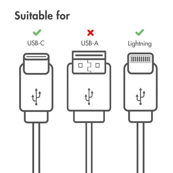 imoshion ﻿Câble Lightning vers USB-C - Non MFi - Textile tressé - 1 mètre - Blanc