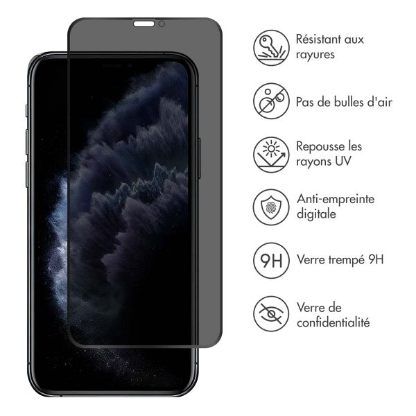 Accezz Protection d'écran en verre trempé Privacy Apple iPhone 11 Pro / Xs / X
