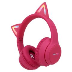 imoshion Casque sans fil pour enfants LED Light Cat Ear - Limiteur de décibels - Avec câble AUX - Hot Pink