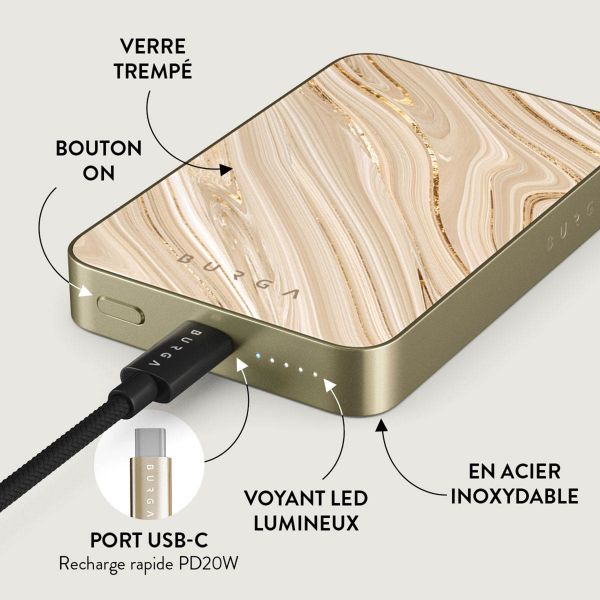 Burga Powerbank magnétique 5 000 mAh - MagSafe et Qi2 - Full Glam / Or