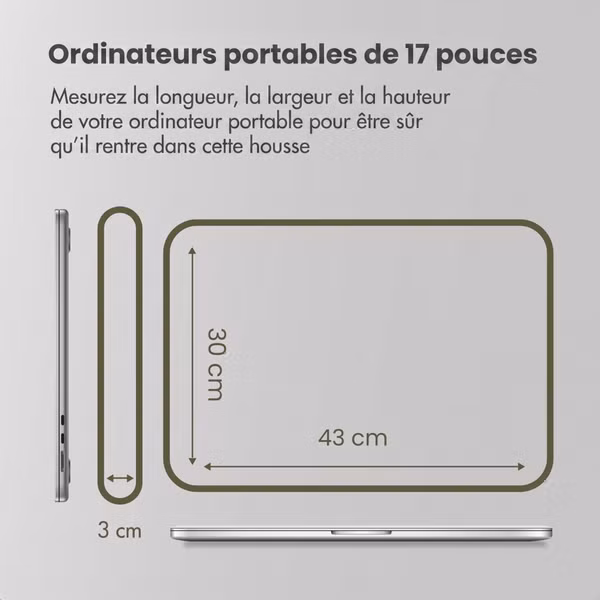 Accezz Pochette ordinateur 17 pouces - Noir
