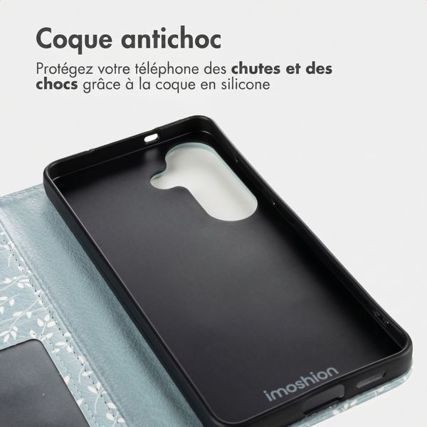 imoshion Étui de télephone portefeuille Design Samsung Galaxy S26 - Smoke Green Flowers