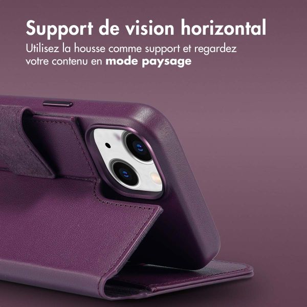 Accezz Étui de télephone portefeuille en cuir 2-en-1 avec MagSafe Apple iPhone 14 - Heath Purple