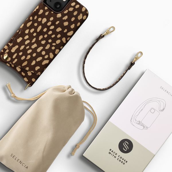 Selencia Nova coque arrière en cuir véritable avec porte-cartes Apple iPhone 14 / 13 - Fawn Chic