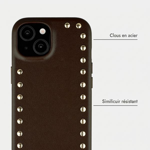 Selencia Coque arrière Studs avec MagSafe Apple iPhone 15 - Cacao Crush