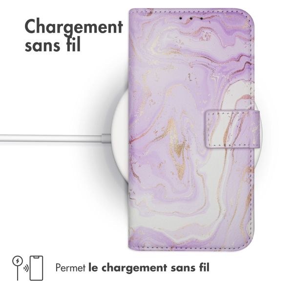 imoshion Étui de télephone portefeuille Design Samsung Galaxy A41 - Purple Marble