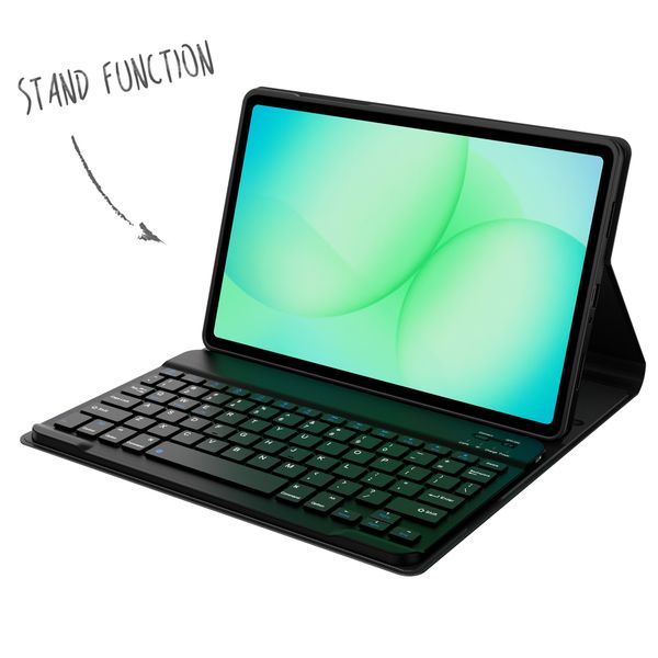 Accezz Étui de tablette portefeuille Bluetooth Clavier Samsung Galaxy Tab A11 Plus - AZERTY / FR - Noir