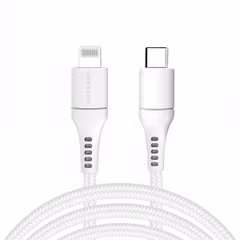 imoshion ﻿Câble Lightning vers USB-C - Non MFi - Textile tressé - 3 mètre - Blanc