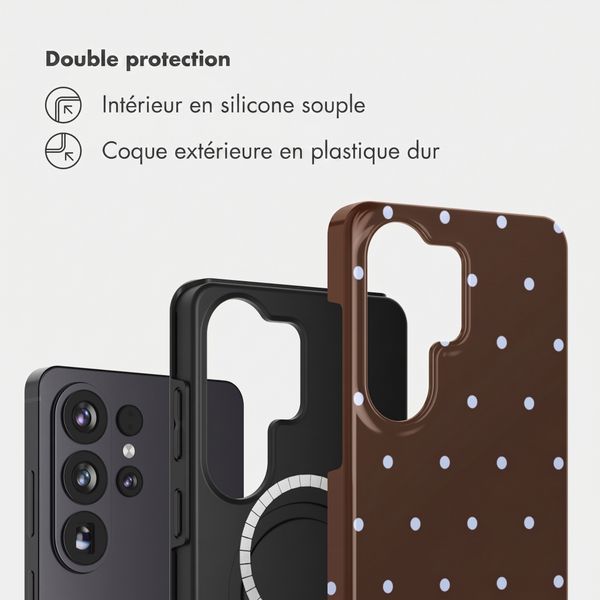 Selencia Coque arrière Vivid avec MagSafe Samsung Galaxy S26 Ultra - Happy Dots Chocolate
